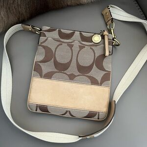 COACH Signature Canvas Beige/Brown Crossbody Satchel
